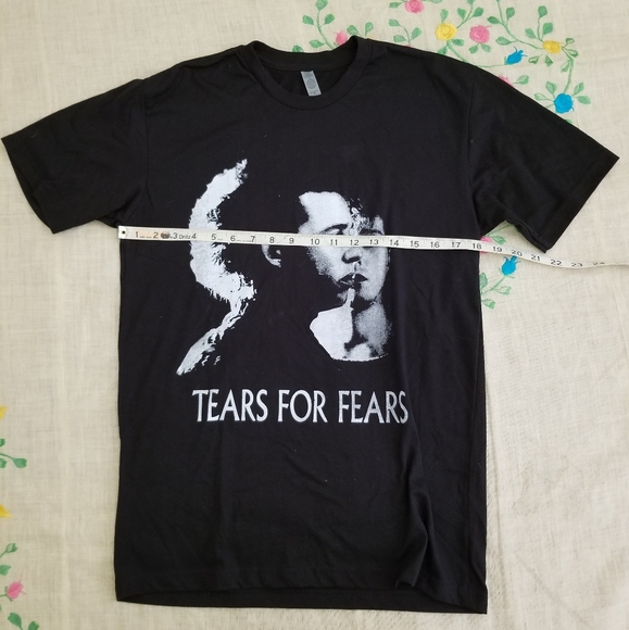 NWOT Darker Waves Festival Tears For Fear blk S/S V-neck t-shirt - Picture 6 of 11